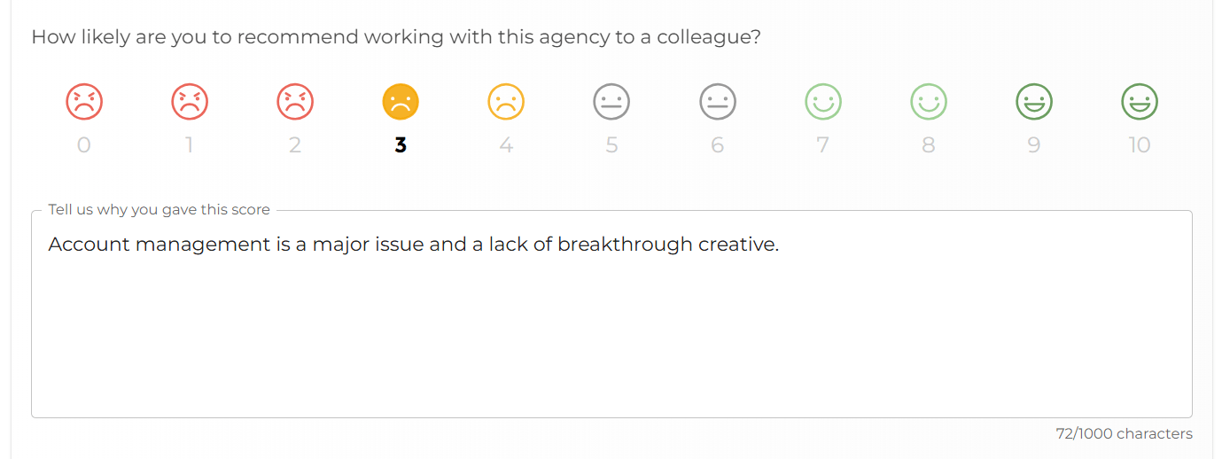 Net Promoter Survey Rating